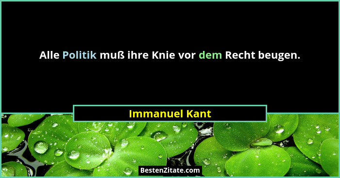 Alle Politik muß ihre Knie vor dem Recht beugen.... - Immanuel Kant