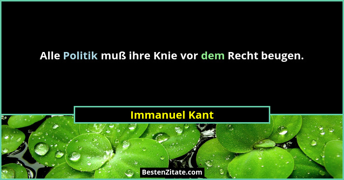 Alle Politik muß ihre Knie vor dem Recht beugen.... - Immanuel Kant
