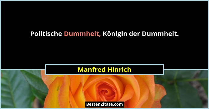 Politische Dummheit, Königin der Dummheit.... - Manfred Hinrich