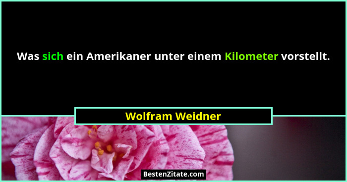 Was sich ein Amerikaner unter einem Kilometer vorstellt.... - Wolfram Weidner