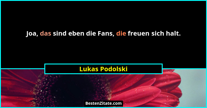 Joa, das sind eben die Fans, die freuen sich halt.... - Lukas Podolski
