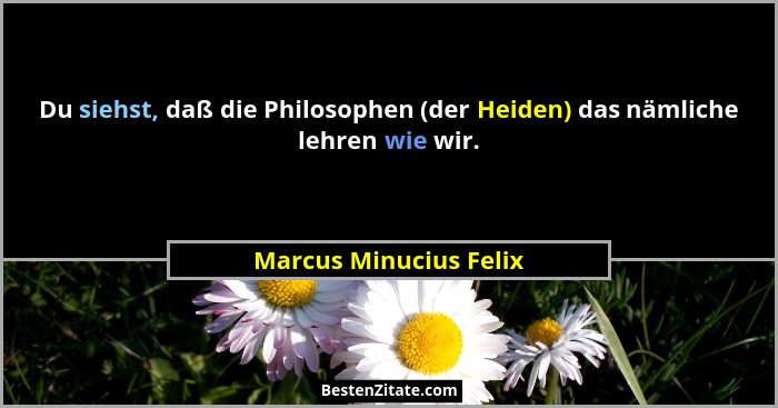 Du siehst, daß die Philosophen (der Heiden) das nämliche lehren wie wir.... - Marcus Minucius Felix