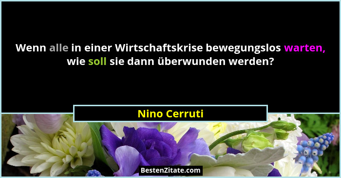 Wenn alle in einer Wirtschaftskrise bewegungslos warten, wie soll sie dann überwunden werden?... - Nino Cerruti