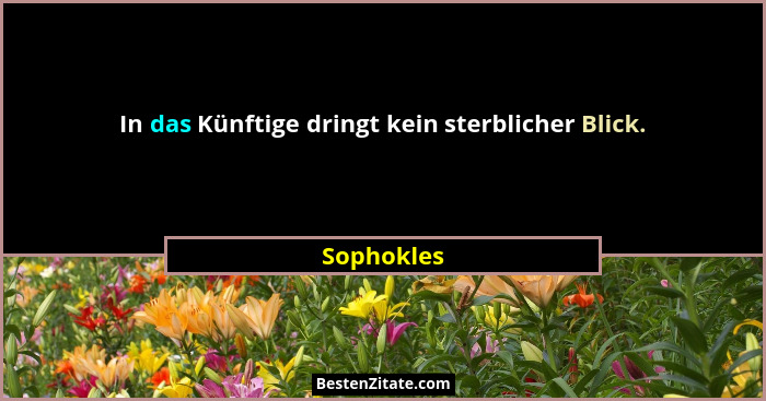 In das Künftige dringt kein sterblicher Blick.... - Sophokles