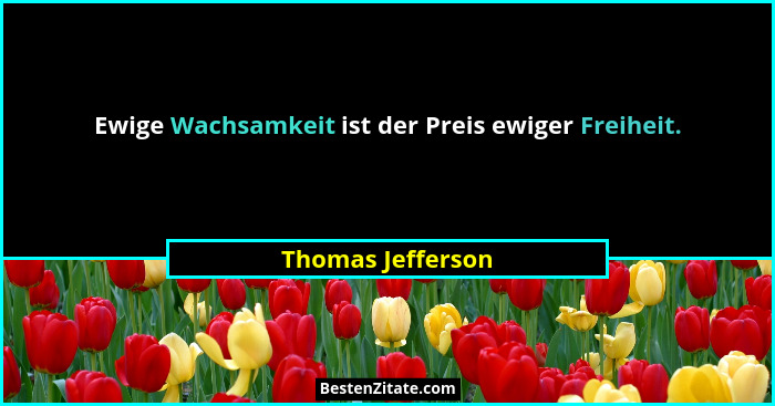 Ewige Wachsamkeit ist der Preis ewiger Freiheit.... - Thomas Jefferson