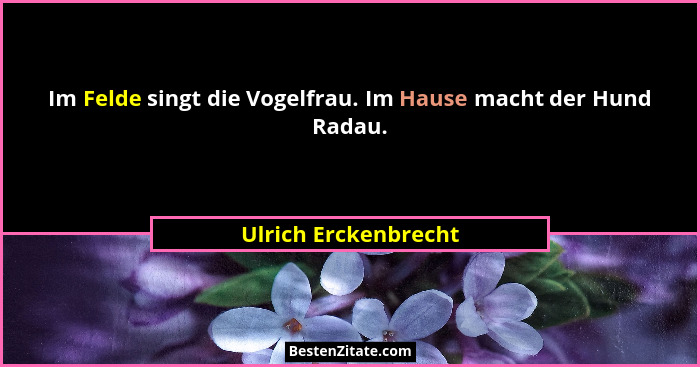 Im Felde singt die Vogelfrau. Im Hause macht der Hund Radau.... - Ulrich Erckenbrecht