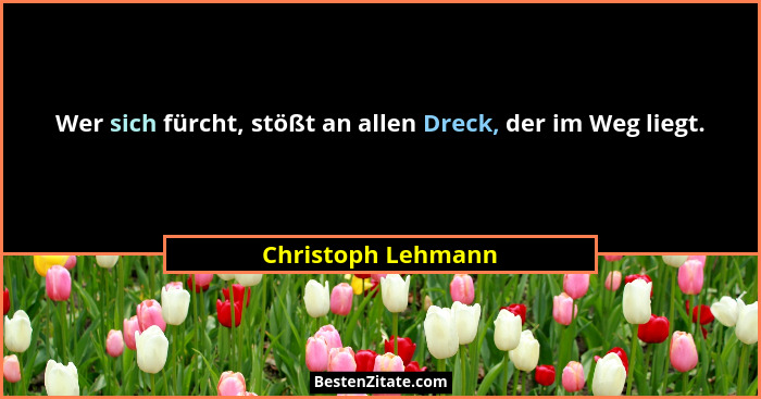 Wer sich fürcht, stößt an allen Dreck, der im Weg liegt.... - Christoph Lehmann
