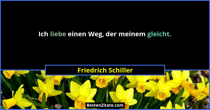 Ich liebe einen Weg, der meinem gleicht.... - Friedrich Schiller