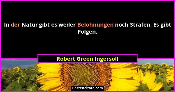In der Natur gibt es weder Belohnungen noch Strafen. Es gibt Folgen.... - Robert Green Ingersoll