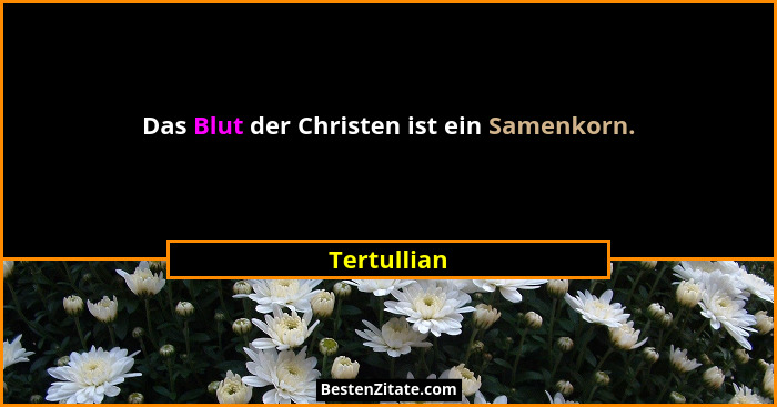 Das Blut der Christen ist ein Samenkorn.... - Tertullian