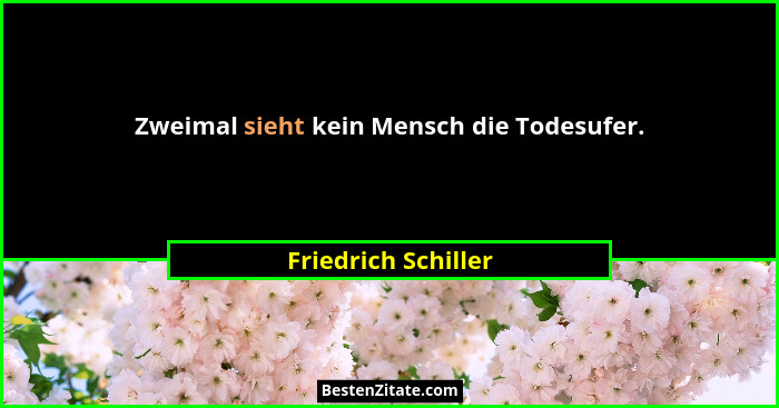 Zweimal sieht kein Mensch die Todesufer.... - Friedrich Schiller