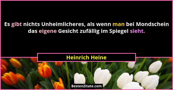 Es gibt nichts Unheimlicheres, als wenn man bei Mondschein das eigene Gesicht zufällig im Spiegel sieht.... - Heinrich Heine