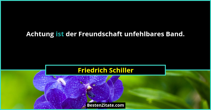 Achtung ist der Freundschaft unfehlbares Band.... - Friedrich Schiller