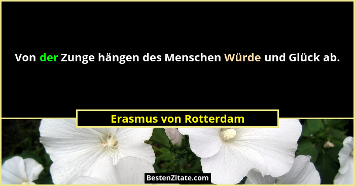 Von der Zunge hängen des Menschen Würde und Glück ab.... - Erasmus von Rotterdam