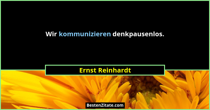 Wir kommunizieren denkpausenlos.... - Ernst Reinhardt