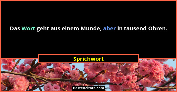 Das Wort geht aus einem Munde, aber in tausend Ohren.... - Sprichwort