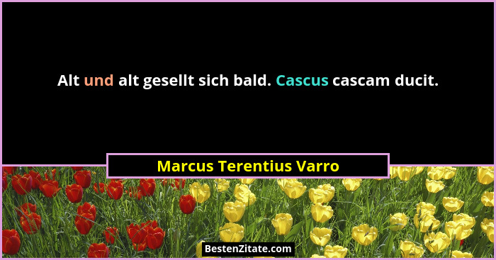 Alt und alt gesellt sich bald. Cascus cascam ducit.... - Marcus Terentius Varro
