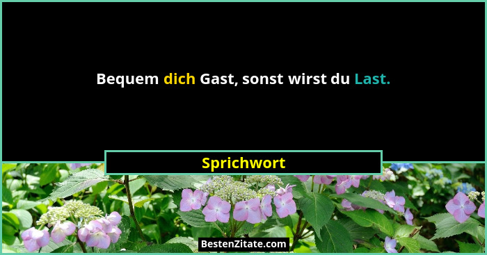 Bequem dich Gast, sonst wirst du Last.... - Sprichwort