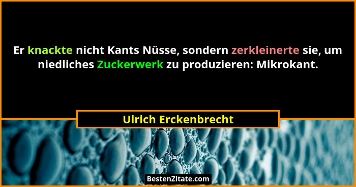 Er knackte nicht Kants Nüsse, sondern zerkleinerte sie, um niedliches Zuckerwerk zu produzieren: Mikrokant.... - Ulrich Erckenbrecht
