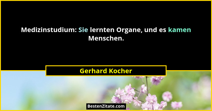 Medizinstudium: Sie lernten Organe, und es kamen Menschen.... - Gerhard Kocher