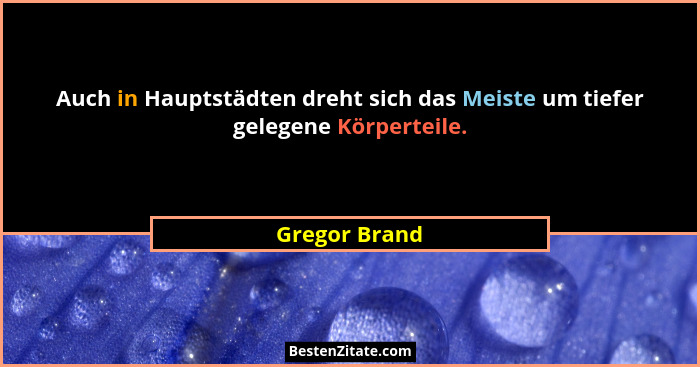 Auch in Hauptstädten dreht sich das Meiste um tiefer gelegene Körperteile.... - Gregor Brand