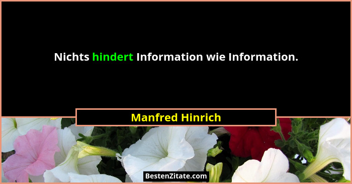 Nichts hindert Information wie Information.... - Manfred Hinrich
