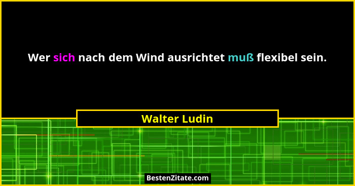 Wer sich nach dem Wind ausrichtet muß flexibel sein.... - Walter Ludin