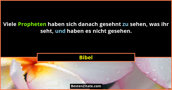 Viele Propheten haben sich danach gesehnt zu sehen, was ihr seht, und haben es nicht gesehen.... - Bibel
