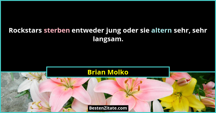 Rockstars sterben entweder jung oder sie altern sehr, sehr langsam.... - Brian Molko