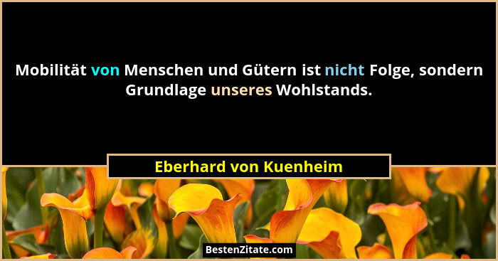 Mobilität von Menschen und Gütern ist nicht Folge, sondern Grundlage unseres Wohlstands.... - Eberhard von Kuenheim