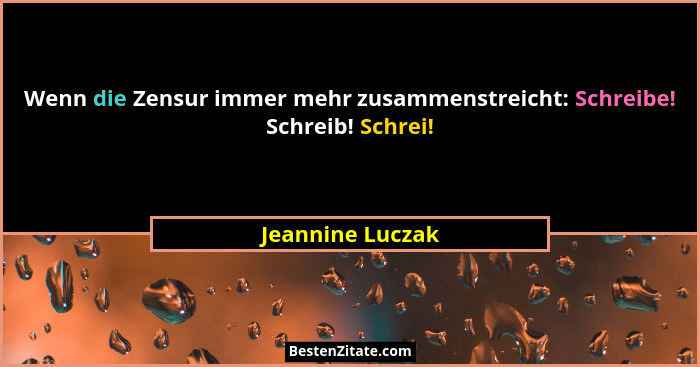 Wenn die Zensur immer mehr zusammenstreicht: Schreibe! Schreib! Schrei!... - Jeannine Luczak
