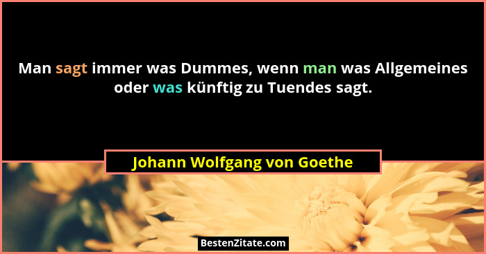 Man sagt immer was Dummes, wenn man was Allgemeines oder was künftig zu Tuendes sagt.... - Johann Wolfgang von Goethe