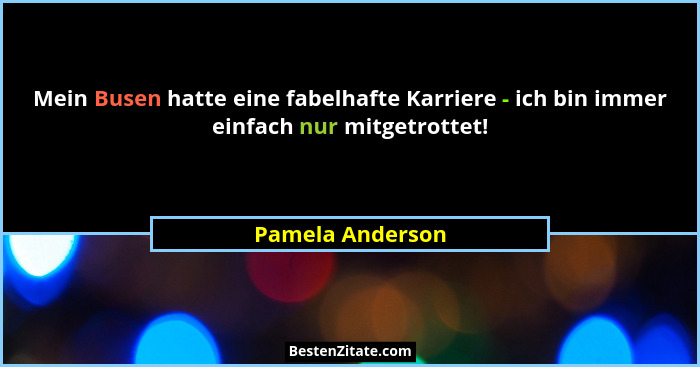 Mein Busen hatte eine fabelhafte Karriere - ich bin immer einfach nur mitgetrottet!... - Pamela Anderson