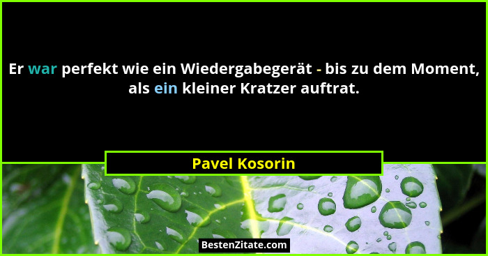 Er war perfekt wie ein Wiedergabegerät - bis zu dem Moment, als ein kleiner Kratzer auftrat.... - Pavel Kosorin