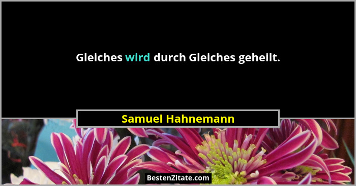 Gleiches wird durch Gleiches geheilt.... - Samuel Hahnemann