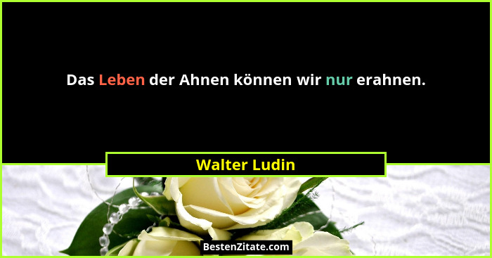 Das Leben der Ahnen können wir nur erahnen.... - Walter Ludin