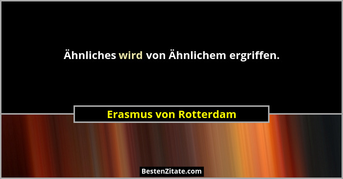 Ähnliches wird von Ähnlichem ergriffen.... - Erasmus von Rotterdam