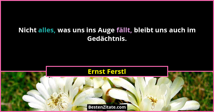 Nicht alles, was uns ins Auge fällt, bleibt uns auch im Gedächtnis.... - Ernst Ferstl