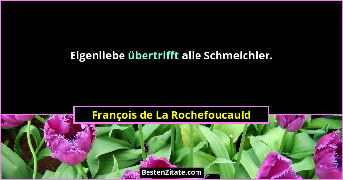 Eigenliebe übertrifft alle Schmeichler.... - François de La Rochefoucauld