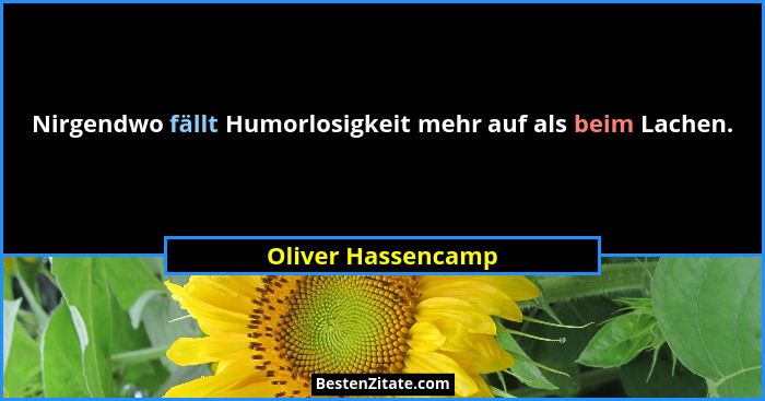 Nirgendwo fällt Humorlosigkeit mehr auf als beim Lachen.... - Oliver Hassencamp