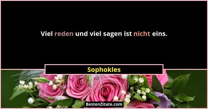 Viel reden und viel sagen ist nicht eins.... - Sophokles