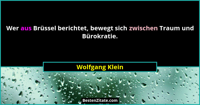 Wer aus Brüssel berichtet, bewegt sich zwischen Traum und Bürokratie.... - Wolfgang Klein