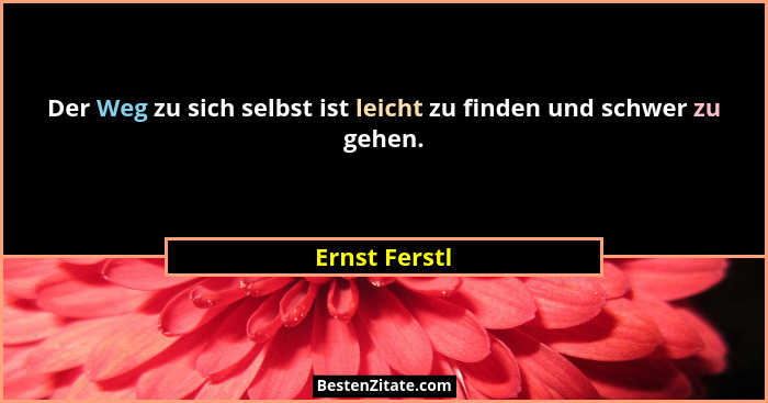 Der Weg zu sich selbst ist leicht zu finden und schwer zu gehen.... - Ernst Ferstl