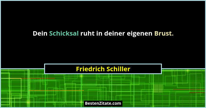 Dein Schicksal ruht in deiner eigenen Brust.... - Friedrich Schiller