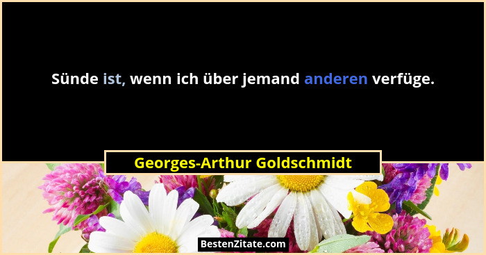 Sünde ist, wenn ich über jemand anderen verfüge.... - Georges-Arthur Goldschmidt