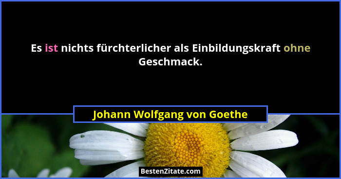 Es ist nichts fürchterlicher als Einbildungskraft ohne Geschmack.... - Johann Wolfgang von Goethe