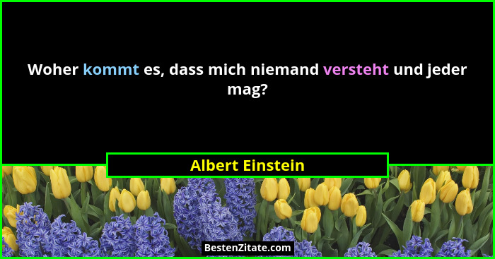 Woher kommt es, dass mich niemand versteht und jeder mag?... - Albert Einstein
