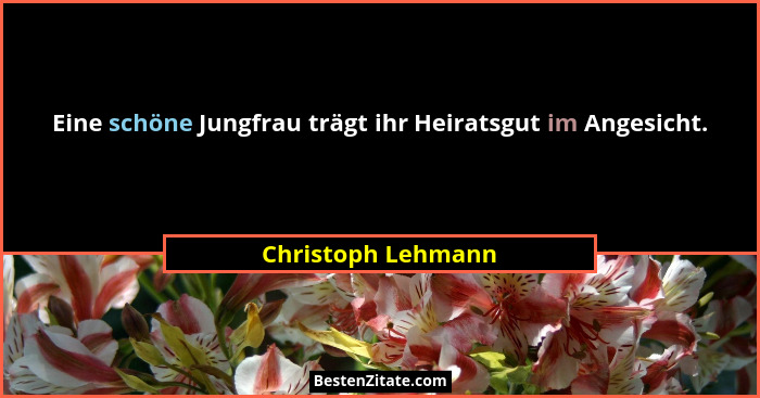 Eine schöne Jungfrau trägt ihr Heiratsgut im Angesicht.... - Christoph Lehmann