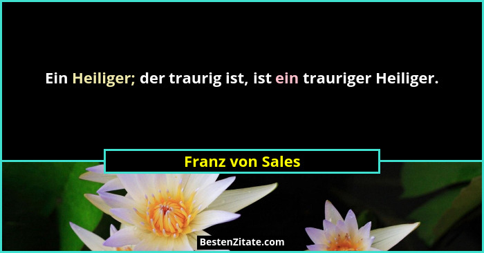 Ein Heiliger; der traurig ist, ist ein trauriger Heiliger.... - Franz von Sales