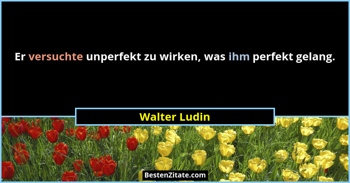 Er versuchte unperfekt zu wirken, was ihm perfekt gelang.... - Walter Ludin